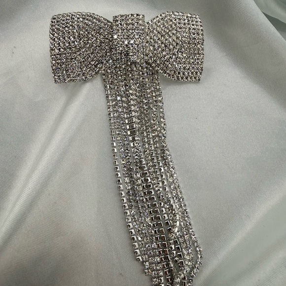 Silver Rhinestone Bow Hair Clip main image 6
